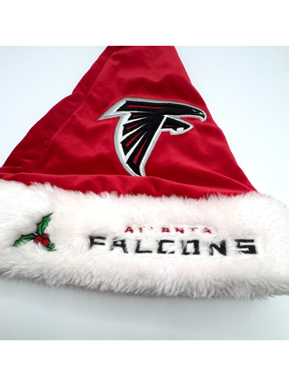 Atlanta Falcons Santa Hat with Pom Pom Red White Embroidered Holiday Fun Sports
